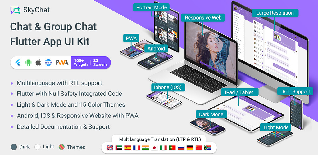 SkyChat - Chat & Group Chat Flutter App (Android, IOS, PWA Responsive Website)